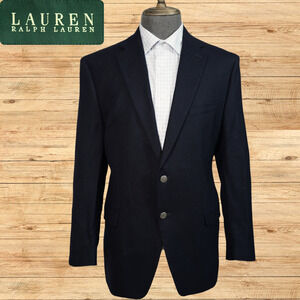Ralph Lauren Blazer Men's 44R Navy Silver Pewtar Button Wool Notch Classic